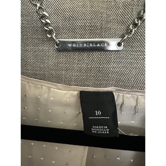 WHBM ruffled blazer jacket metallic buttons 3/4 sleeve Size 10 - Picture 4 of 9